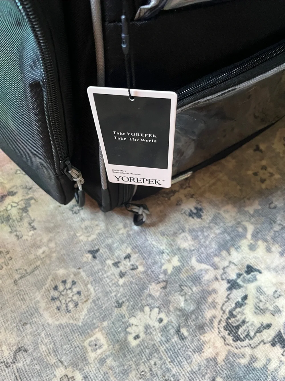 Black Men's Travel Backpack with Clear Front Pocket